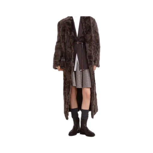 Double-Breasted Lamb Fur Coat