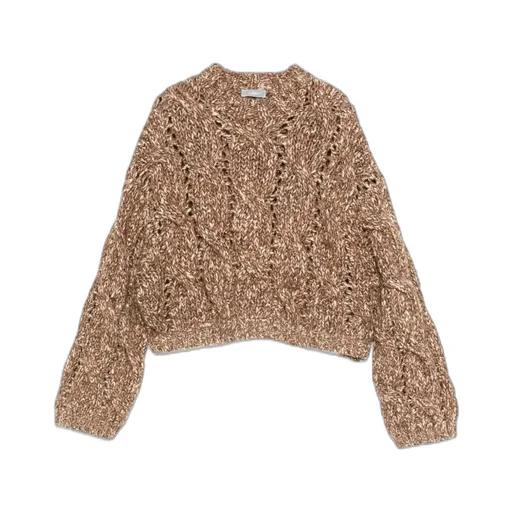 Cable-Knit Balloon-Sleeve Sweater