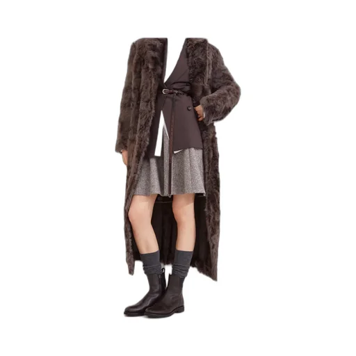 Double-Breasted Lamb Fur Coat