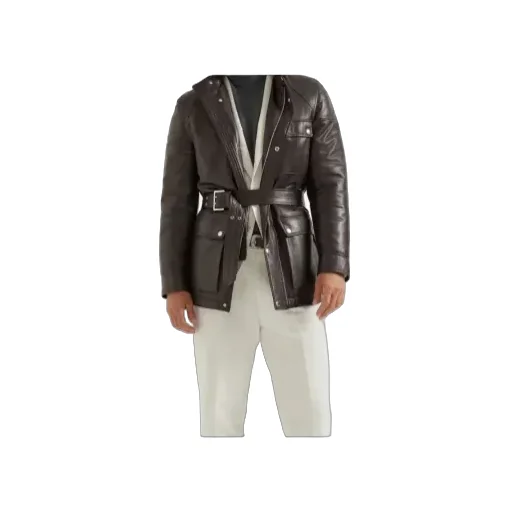 Belted Leather Safari Jacket