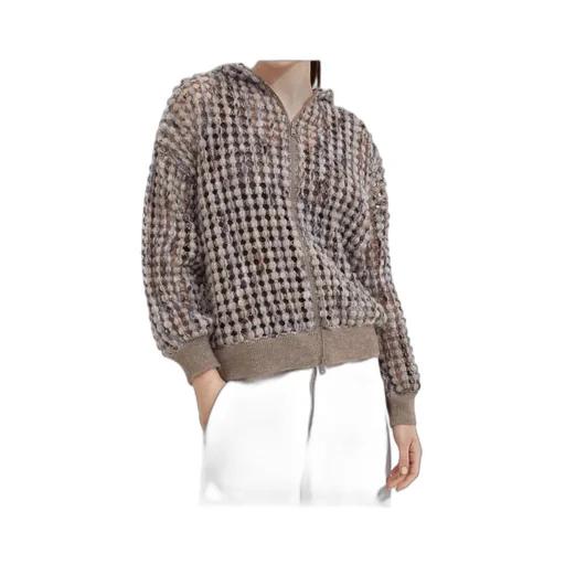 Balloon Sequin-Embellished Zip-Up Cardigan