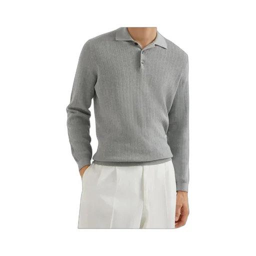 Long Sleeved Ribbed Polo Shirt