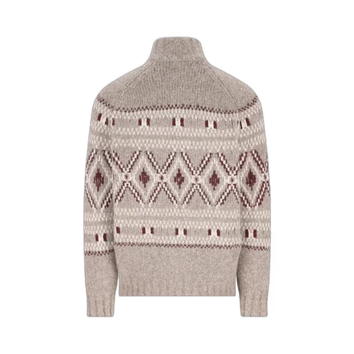 High-Neck Patterned Cardigan
