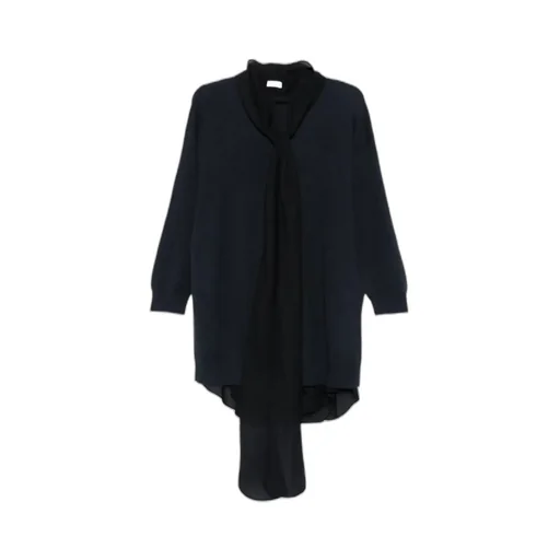 Ribbed Tie-Neck Dress