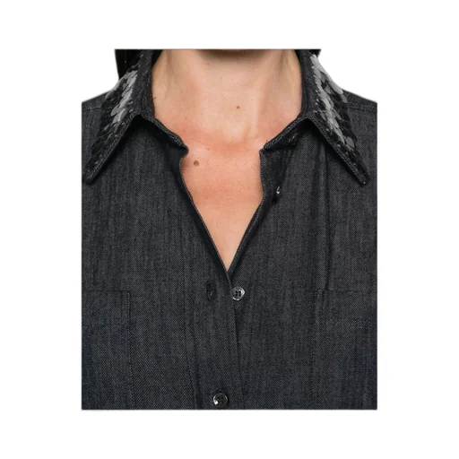 Sequin-Embellished Denim Shirt