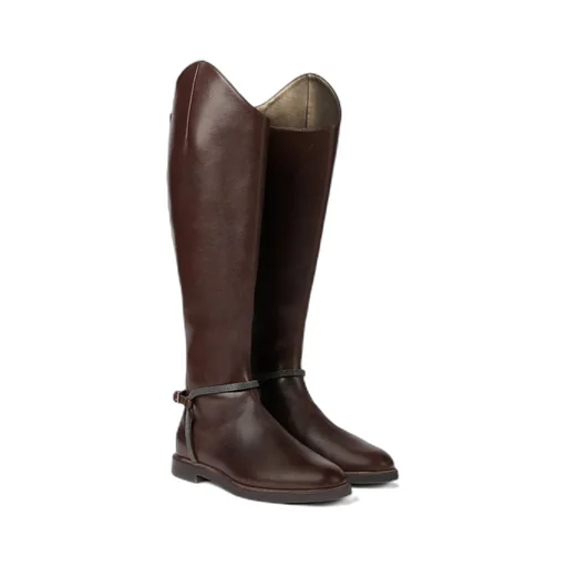 Buckle-Strap Leather Boots