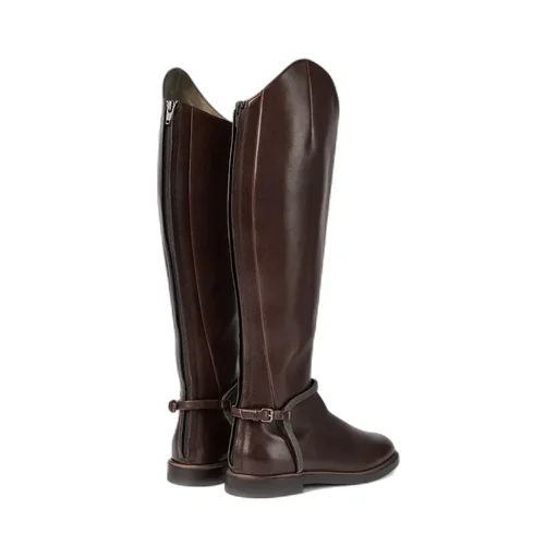 Buckle-Strap Leather Boots