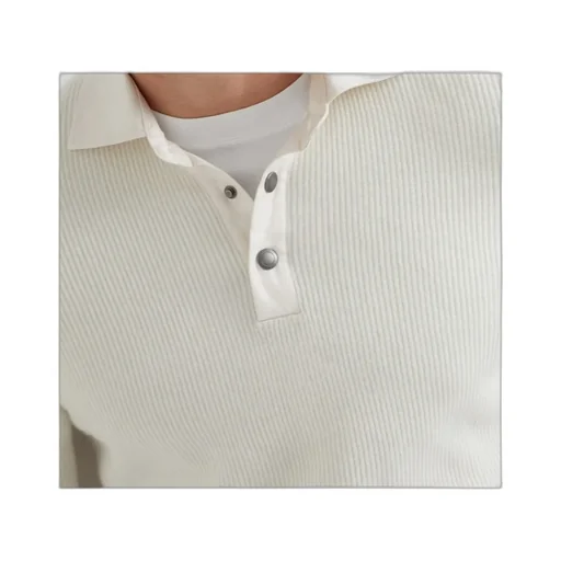 English Rib Knit Twill Spread Collar Polo Shirt