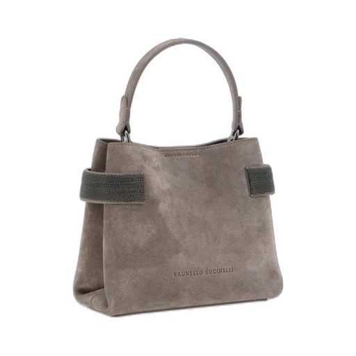 Mini Monili-Embellished Suede Tote Bag