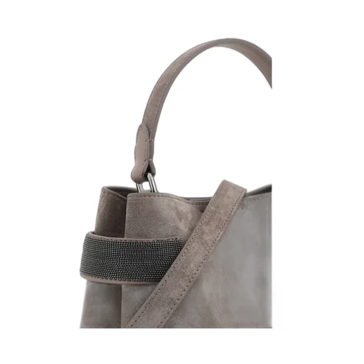 Mini Monili-Embellished Suede Tote Bag