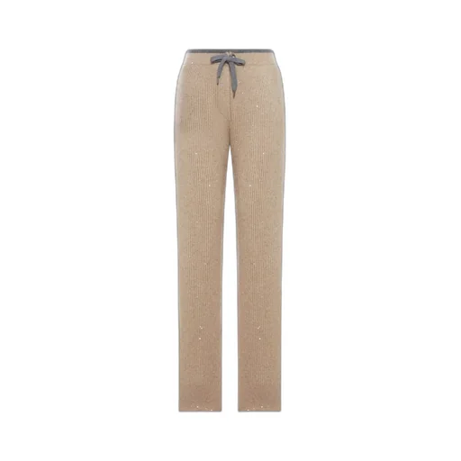 Ribbed-Knit Embellished Trousers