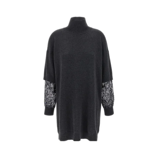 Sequin-Embellished High-Neck Mini Dress