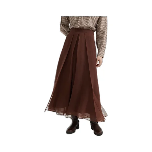 Crisp Silk Paneled Circle Skirt