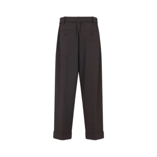 Belted Pleated Straight Trousers