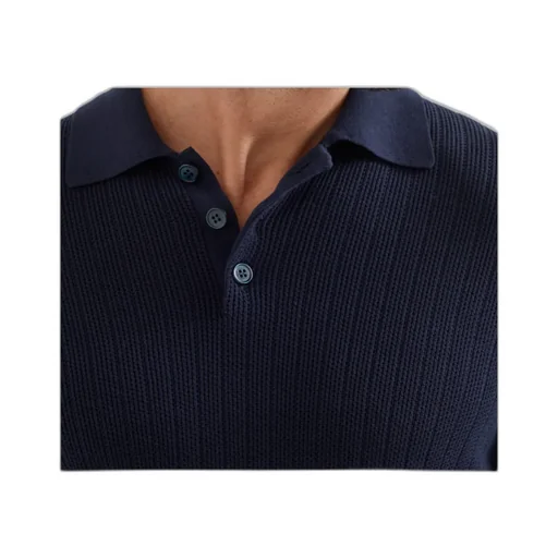 Long Sleeved Ribbed Polo Shirt