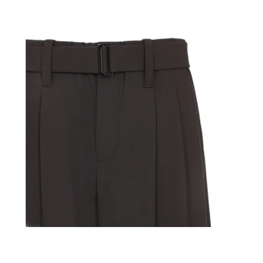 Belted Pleated Straight Trousers