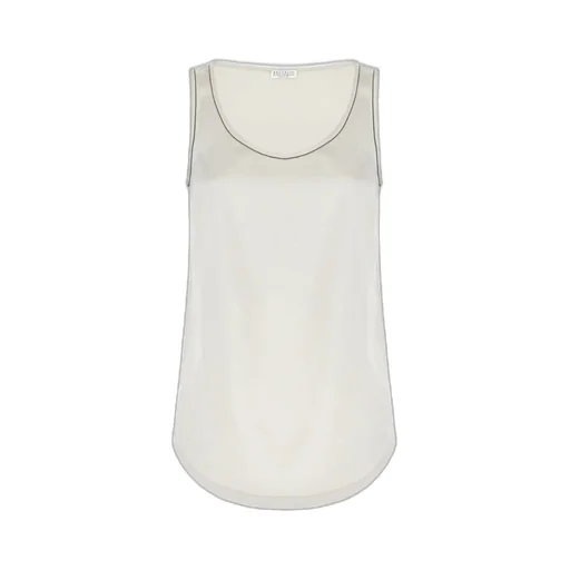 Embellished-Trim Satin Top