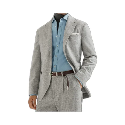 Prince Of Wales Flannel Deconstructed Blazer