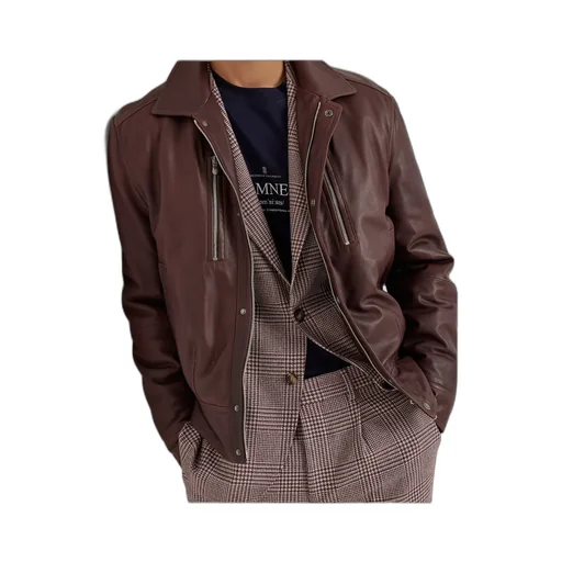 Zip-Fastening Leather Jacket
