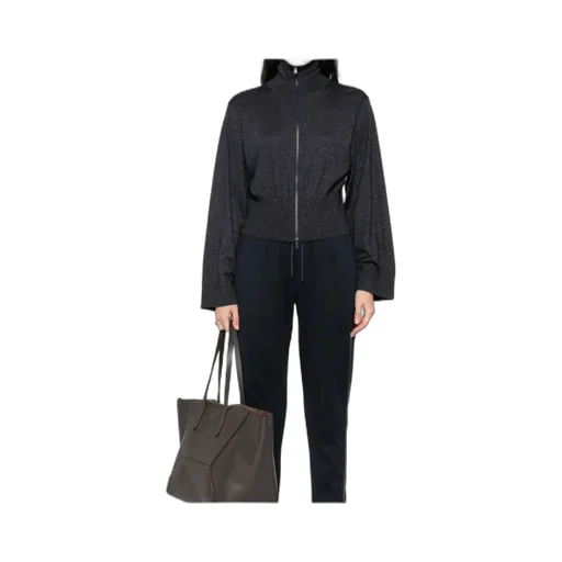 Lurex-Detail Zip-Up Blouse