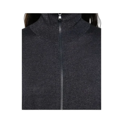 Lurex-Detail Zip-Up Blouse