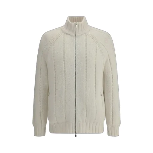Ribbed Zip-Front Cashmere Cardigan