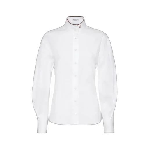 High-Collar Button-Up Shirt