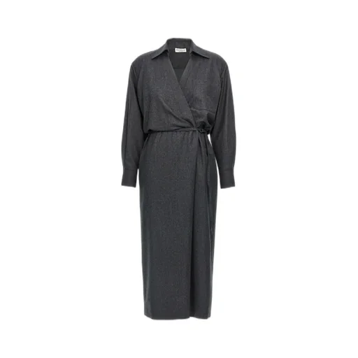 Long Sleeved Wrap Detailed Midi Dress