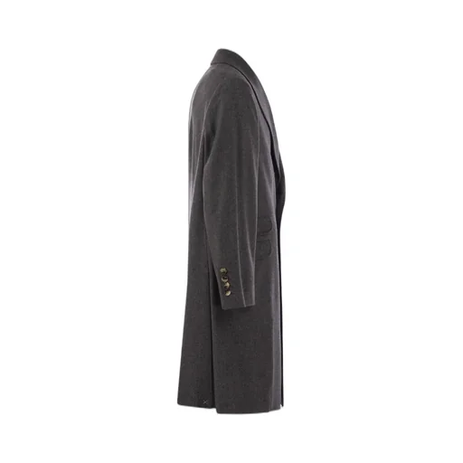 Button-Fastening Flap-Pocket Coat