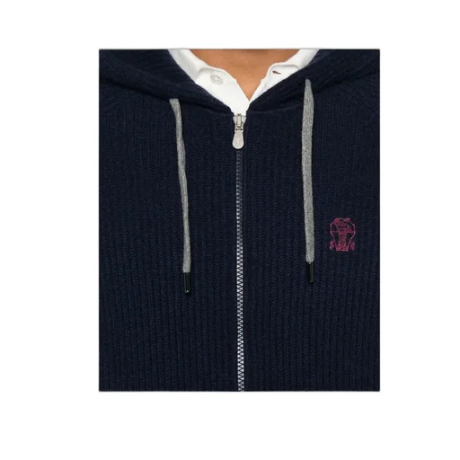 Logo Embroidered Zipped Cardigan