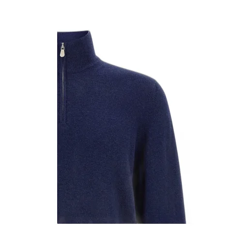 Funnel-Neck Knitted Polo Shirt