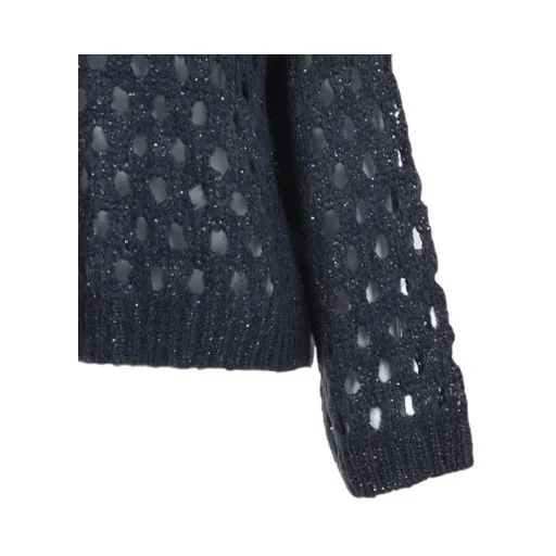 Open-Knitted Sequined Jumper