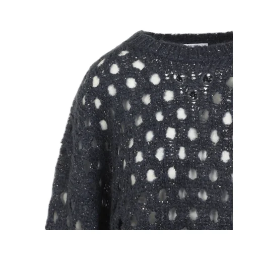 Open-Knitted Sequined Jumper