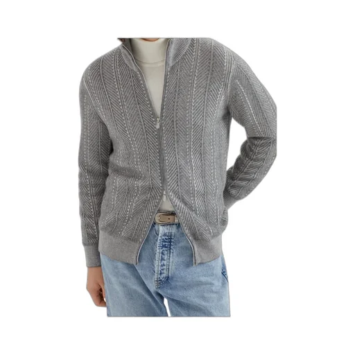 Long-Sleeved Zip-Up Cardigan
