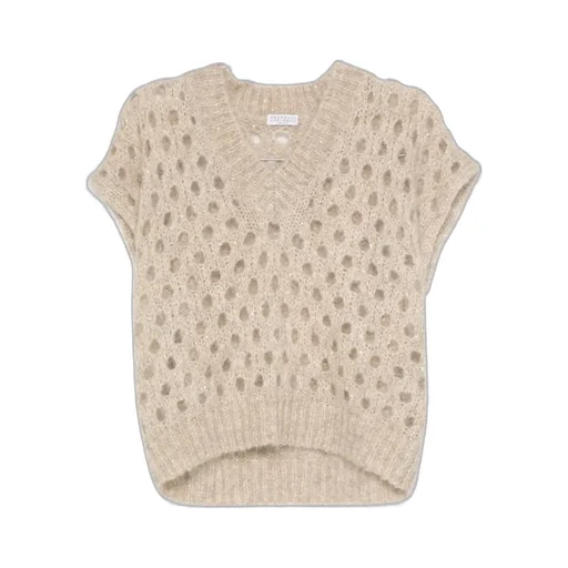 V-Neck Open-Knit Vest