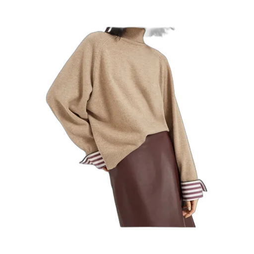 Roll Neck Stripe Detailed Sweater