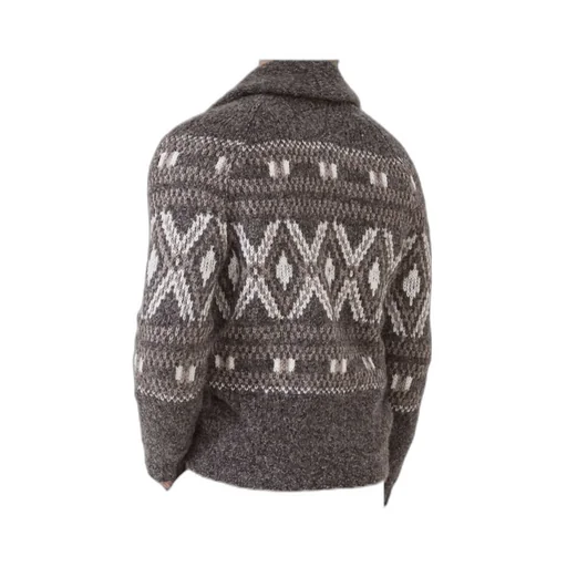 Geometric Jacquard Button-Up Cardigan