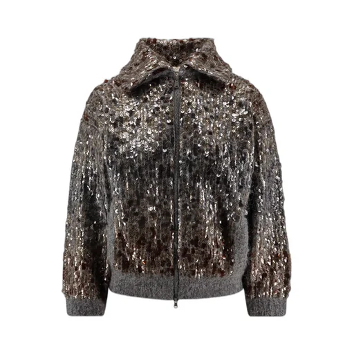 Sequin Embellished Zipped Cardigan