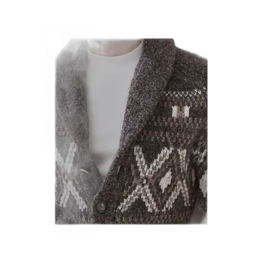 Geometric Jacquard Button-Up Cardigan