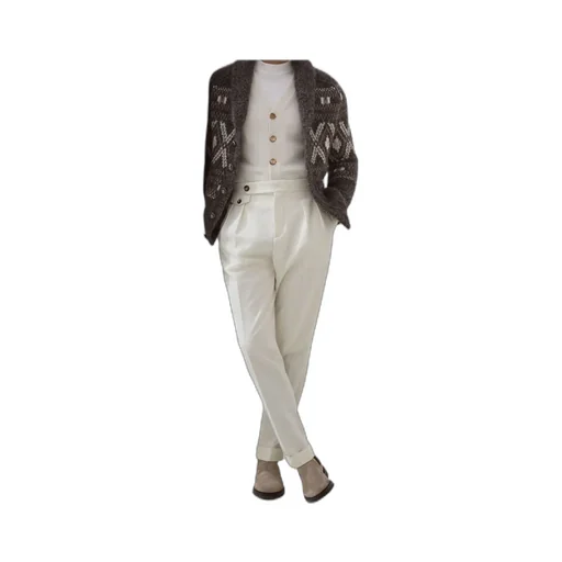 Geometric Jacquard Button-Up Cardigan