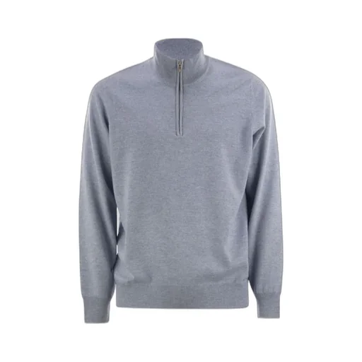 Funnel-Neck Knitted Polo Shirt