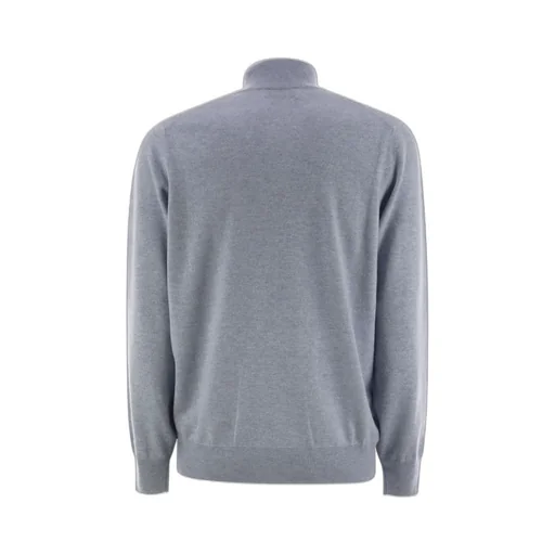 Funnel-Neck Knitted Polo Shirt