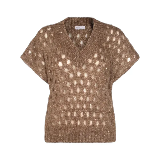 Open-Knit V-Neck Sweater