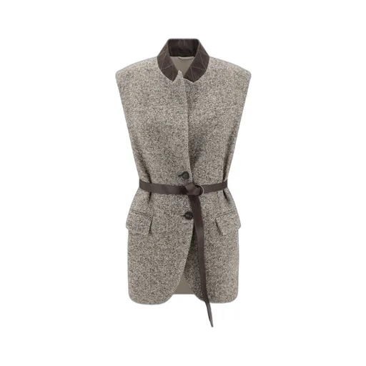 Flecked Belted Sleeveless Vest