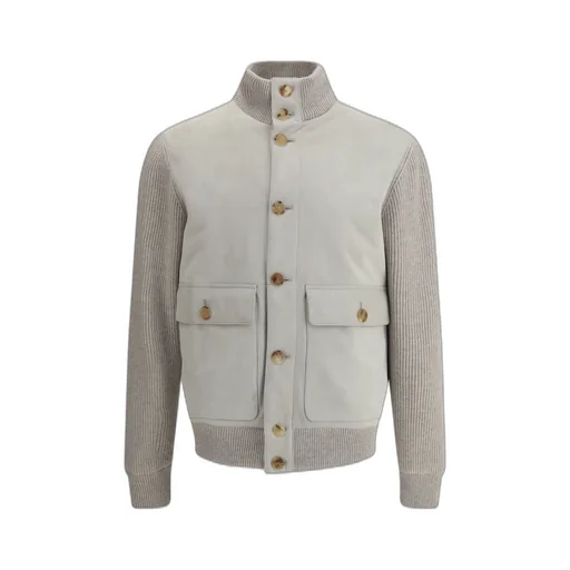 High-Neck Buttoned Jacket