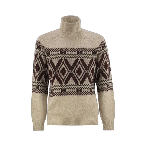 Geometric Jacquard Turtleneck Jumper