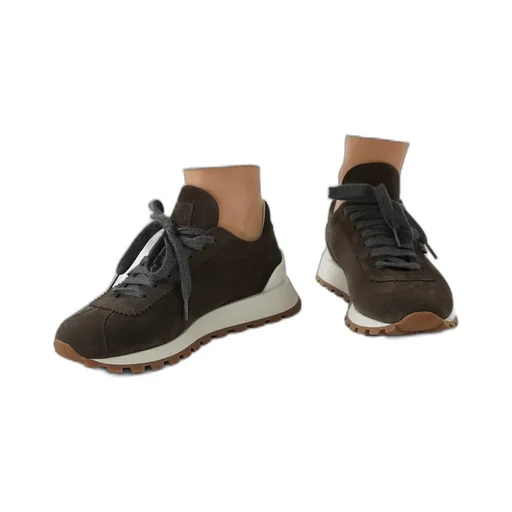 Round-Toe Lace-Up Trainers