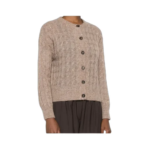 Sequin-Embellished Cable-Knit Cardigan