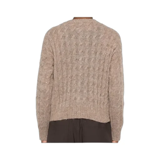 Sequin-Embellished Cable-Knit Cardigan