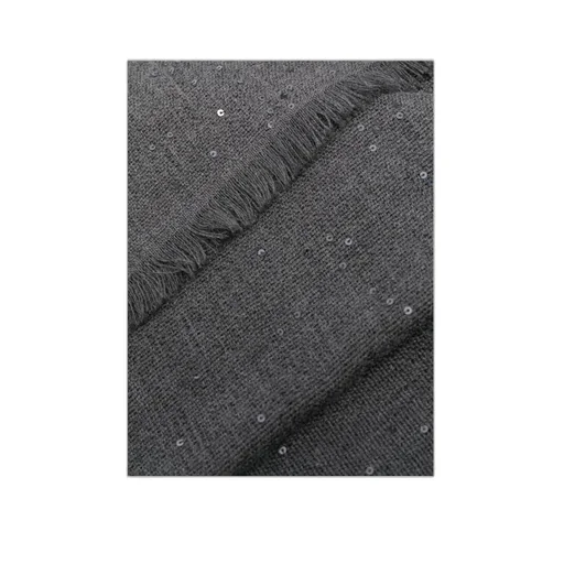 Sequin-Embellished Frayed Scarf